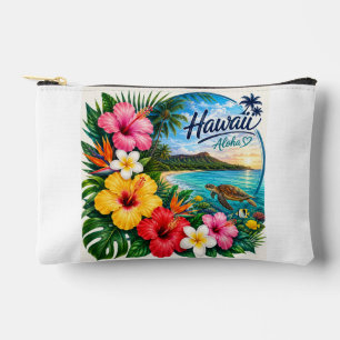 Pochette À Accessoires Fleurs d'Hawaii
