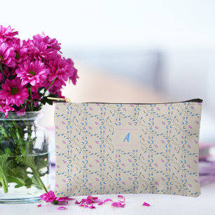 Pochette À Accessoires Fleurs en cascade bleu et rose