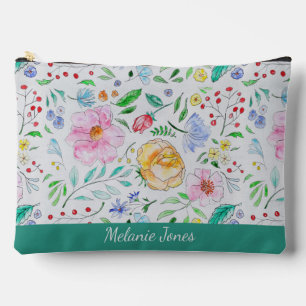 Pochette À Accessoires Fleurs et bourgeons aquarelles personnalisés jolis