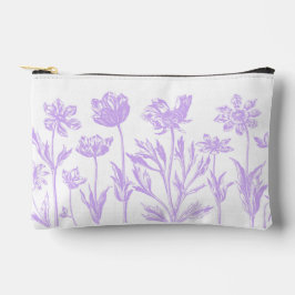 Pochette À Accessoires Fleurs gravées (Lavande)