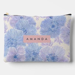 Pochette À Accessoires Fleurs pastel personnalisées lavande et bleue