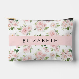 Pochette À Accessoires Fleurs roses, Roses, Fleurs Aquarelles, Votre Nom