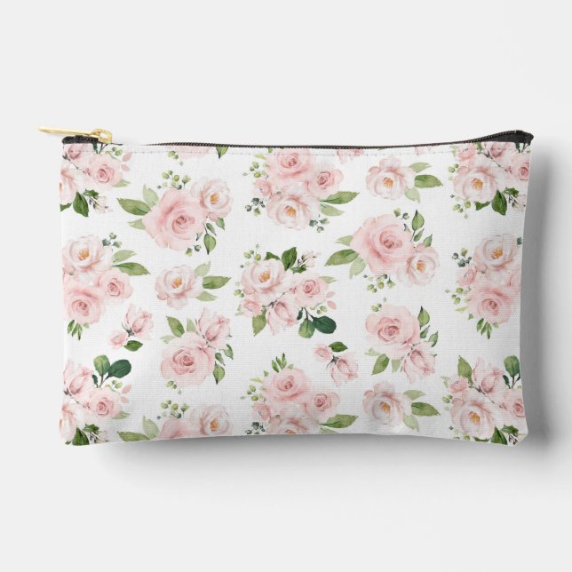 Pochette À Accessoires Fleurs roses, Roses roses, Fleurs Aquarelles (Recto)