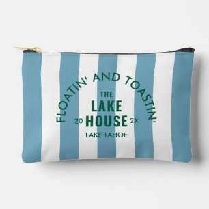 Pochette À Accessoires Flottant et portant un toast au bleu rayé de Lake