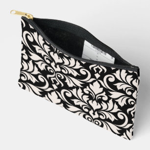 Pochette À Accessoires Flourissant Damask Art I Cream sur Black