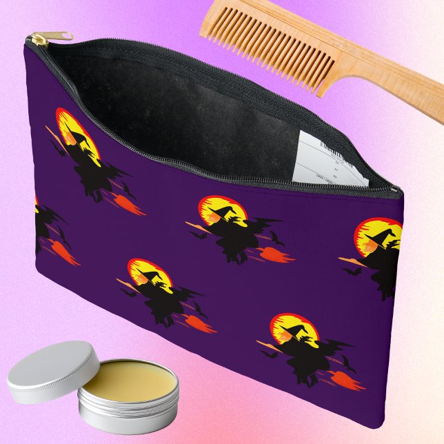 Pochette À Accessoires Flying Witch  with full moon   (Créateur téléchargé)
