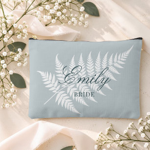 Pochette À Accessoires Fougère Blanche Bleu Glacé Élégante Petite Mariée