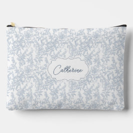 Pochette À Accessoires French Blue Toile Floral Lace Personalized