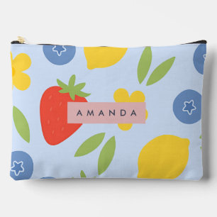 Pochette À Accessoires Fruits pastel personnalisés sur fond bleu ciel