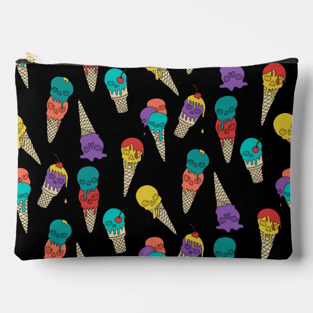 Pochette À Accessoires Fun Melty Summer Goth Crâne Crème glacée bijou noi (Recto)