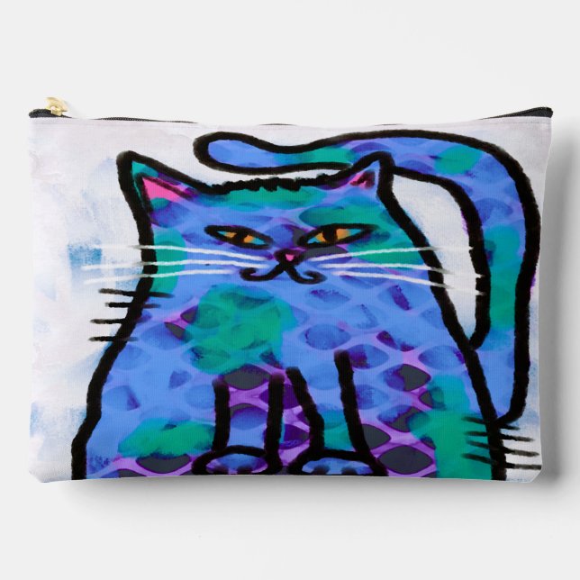 Pochette À Accessoires Funky Abstrait Art Cat (Recto)