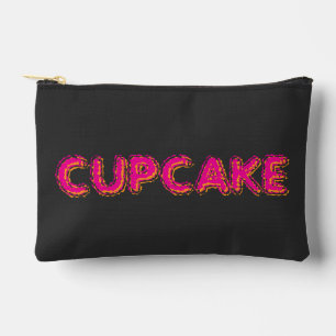 Pochette À Accessoires Gâteau rose noir Texte personnalisé
