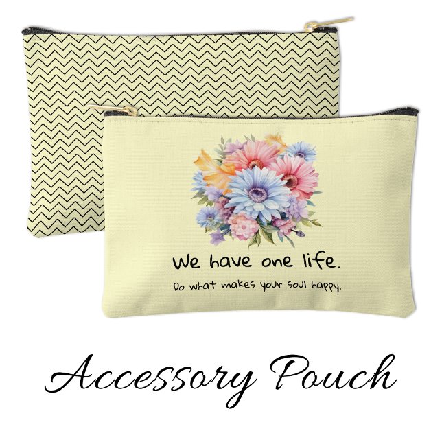 Pochette À Accessoires Gerbera flowers positive words yellow (Créateur téléchargé)