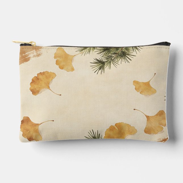 Pochette À Accessoires Ginkgo & Pine Needle Print Cut Sew Bag (Recto)