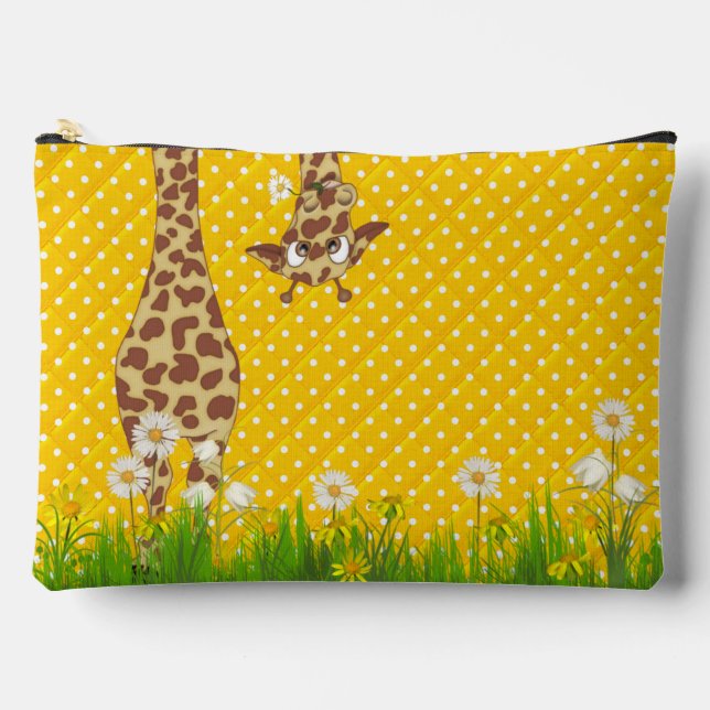 Pochette À Accessoires Girafe en Herbe sur Pois (Recto)