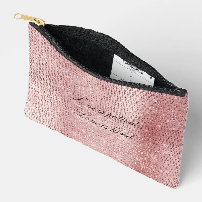 Pochette À Accessoires Glam Blush rose brillant étincelle (Ouvrir)