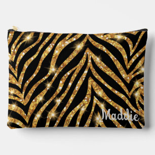 Pochette À Accessoires Golden Zebra Glittery Motif