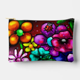 Pochette À Accessoires Graffiti Style Fleurs & Ladybug rose violet rouge