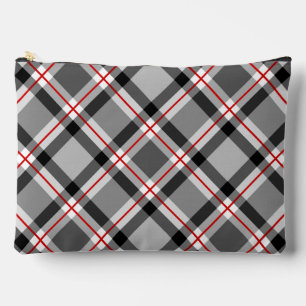 Pochette À Accessoires Grand Plaid moderne, noir, blanc, gris et rouge