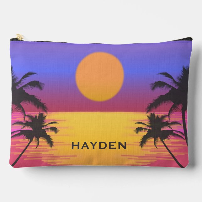 Pochette À Accessoires Graphique de coucher de soleil tropical personnali (Recto)