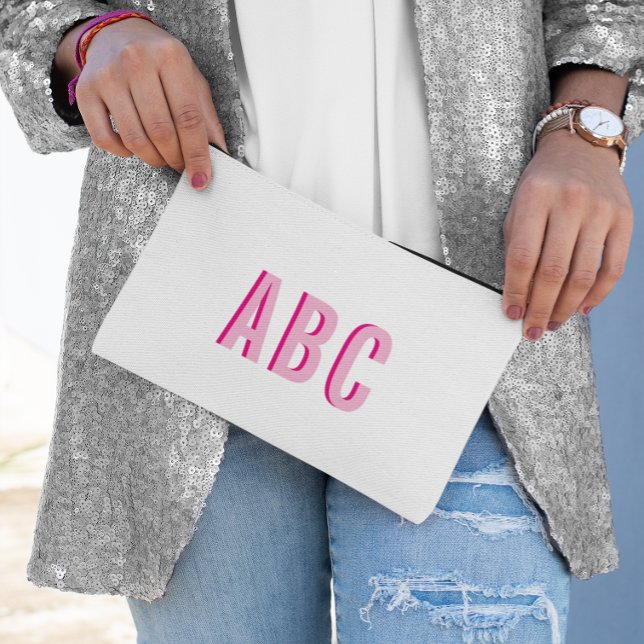 Pochette À Accessoires Gras Sport Hot rose 3 - Monogramme (Bold Sport Hot Pink 3 Letter Monogram Accessory Pouch)