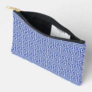 Pochette À Accessoires Grec Meander Carré clé H Motif bleu