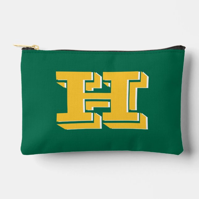Pochette À Accessoires Green and Gold College Style Initial Monogram (Recto)