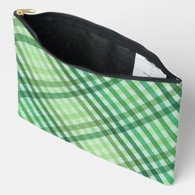 Pochette À Accessoires Green Plaid Print Cosmetic Bag (Ouvrir)