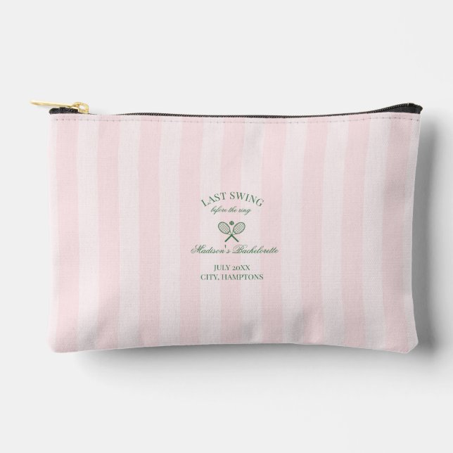 Pochette À Accessoires Green Tennis Rackets Pink Striped Bridal Shower  (Recto)