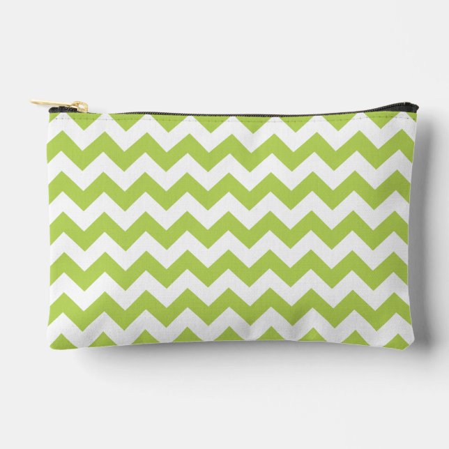 Pochette À Accessoires Green Zigzag, Green Chevron, Motif géométrique (Recto)