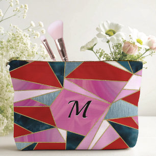 Pochette À Accessoires gris rouge chic abstrait