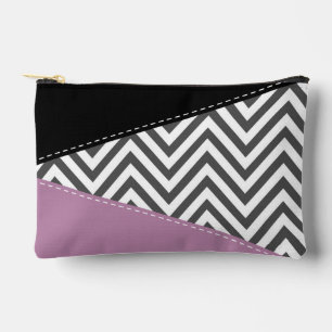 Pochette À Accessoires Gris Zigzag, Gris Chevron, Motif Zigzag, Violet