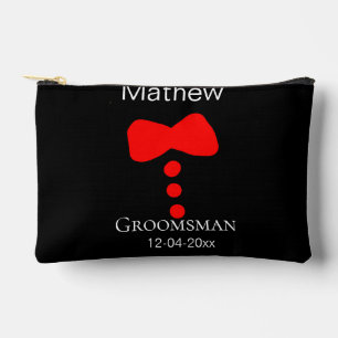 Pochette À Accessoires groomsman ajouter nom année noir arc chemise crava