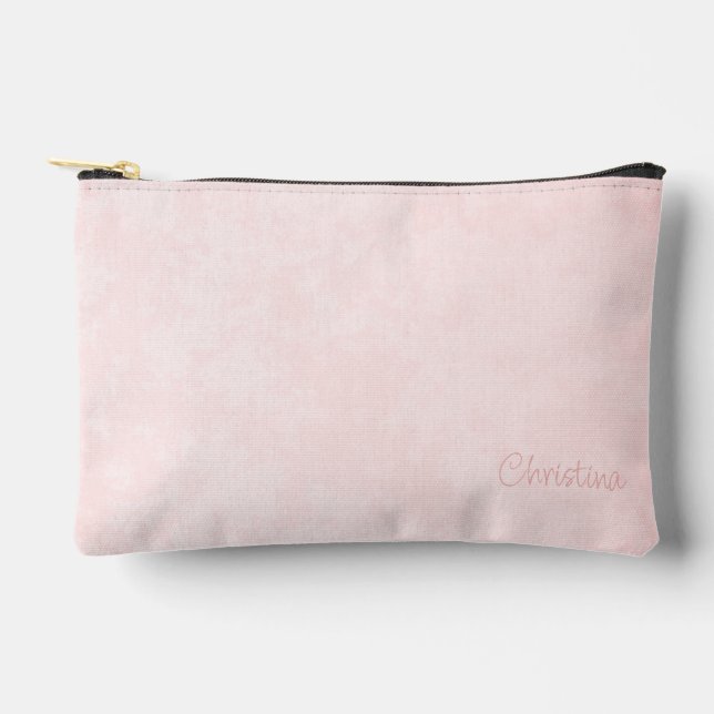 Pochette À Accessoires Grunge rose pâle avec nom (Recto)