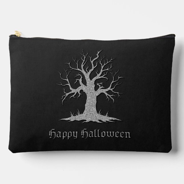 Pochette À Accessoires Halloween de l'arbre Éffrayant argenté (Recto)