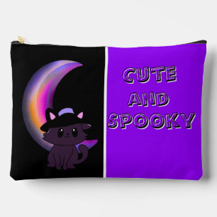 Pochette À Accessoires Halloween Kitty & Crescent Moon Cute Custom