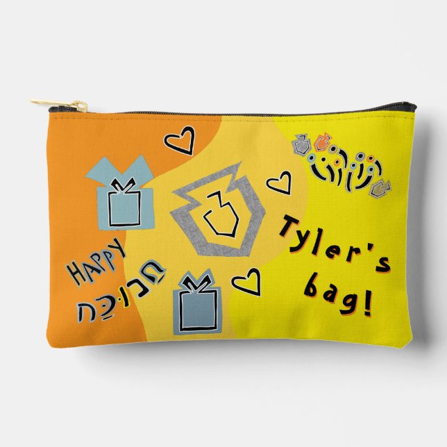 Pochette À Accessoires Hanoukka Dreidel Jeu Accessoire Pouch (Recto)