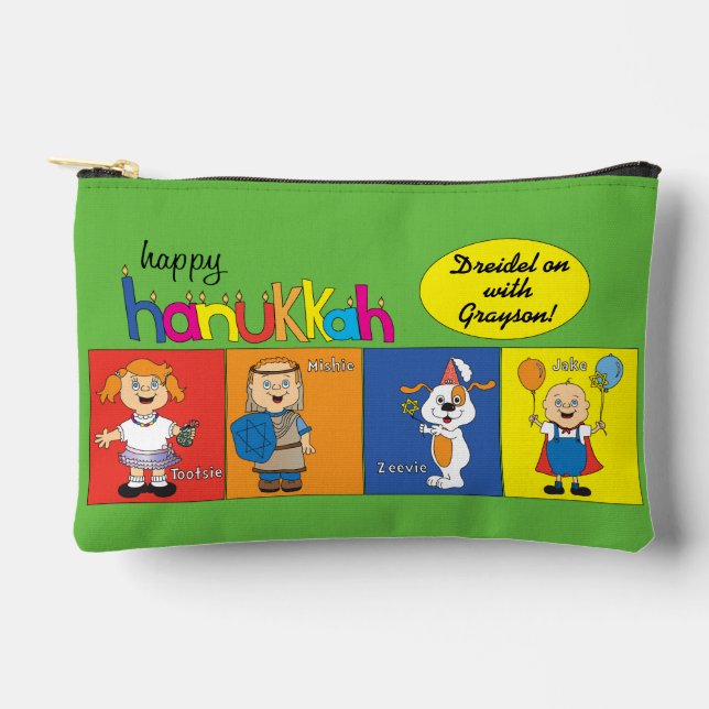 Pochette À Accessoires Hanoukka Zeevie et Dreidel (Recto)