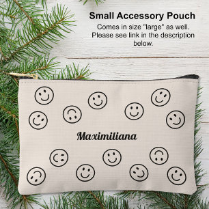 Pochette À Accessoires Happy Faces Charcoal Cement - PETIT Accessoire Pou