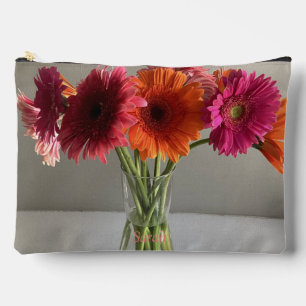 Pochette À Accessoires Happy Gerbera Fleur colorée +Nom personnalisé