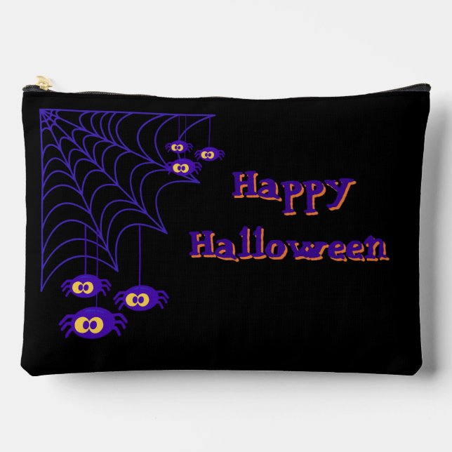 Pochette À Accessoires Happy Halloween Purple & Black Spider Design (Recto)