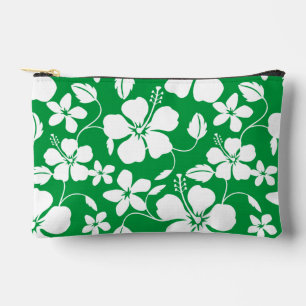 POCHETTE À ACCESSOIRES HAWAIIAN HULA (HIBISCUS) MOTIF EN VERT