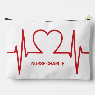 Pochette À Accessoires Heart EKG nom et profession personnalisés