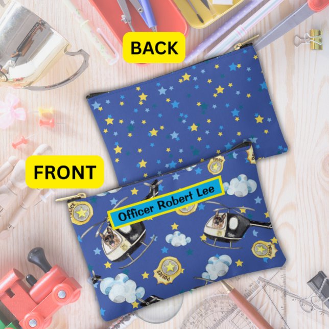 Pochette À Accessoires Hélicoptère de police et unité K-9 amusant mignon (Créateur téléchargé)