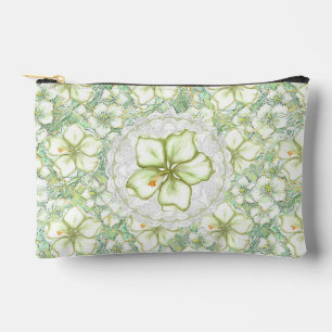 Pochette À Accessoires Hibiscus & dentelle BLANC