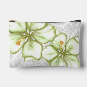 Pochette À Accessoires Hibiscus & dentelle BLANC