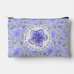 Pochette À Accessoires Hibiscus & dentelle BLEU