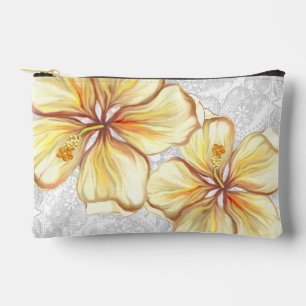 Pochette À Accessoires Hibiscus & dentelle JAUNE
