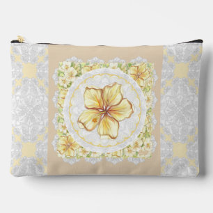 Pochette À Accessoires Hibiscus & dentelle JAUNE