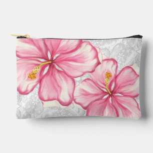 Pochette À Accessoires Hibiscus & dentelle PINK